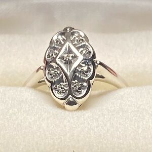 SOLD!! Vintage 14 K White Gold Diamond Art Deco Era Ring